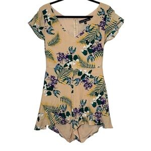 For Love and Lemons Romper Size Medium Yellow Floral Print